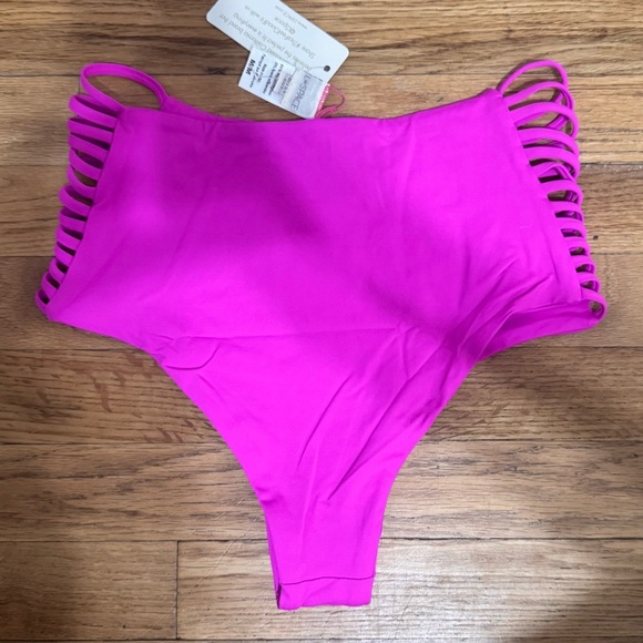 L*Space Harrington Bitsy Bikini Bottom In Bright Fuchsia - Picture 6 of 6